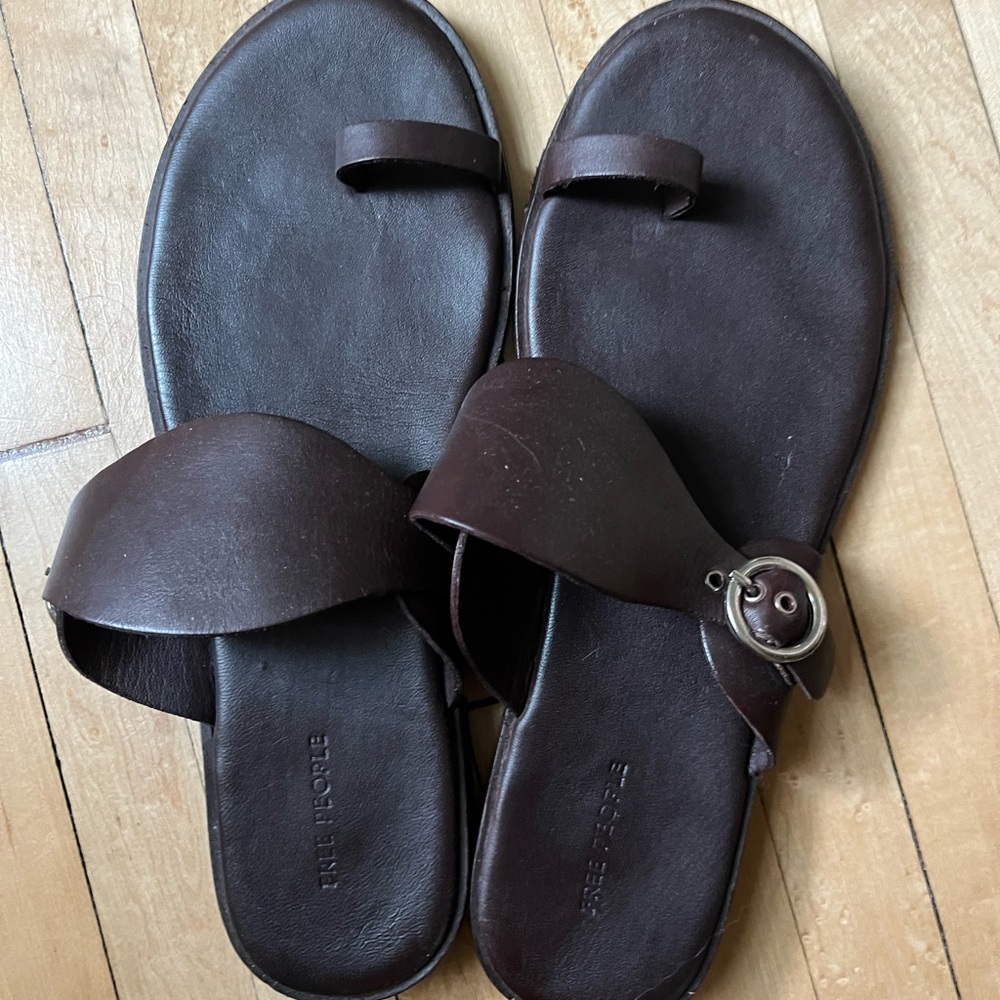 Free People Brown Leather Sandals - like new!